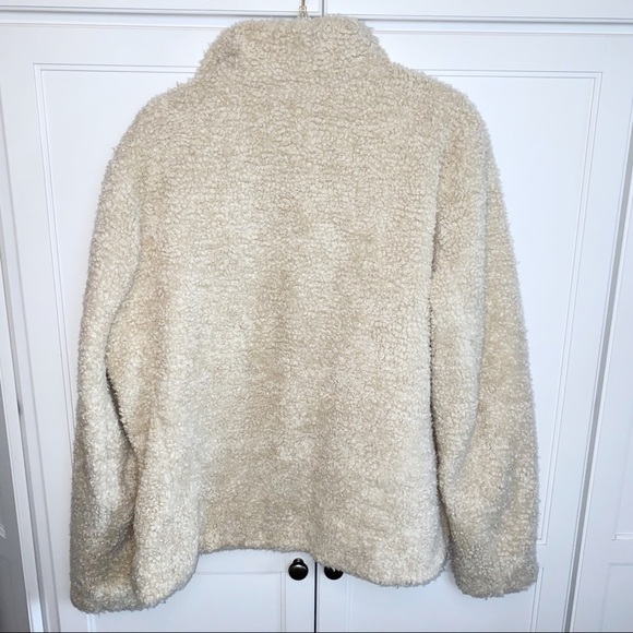 Pendleton Sherpa Cream Zip Jacket Blue Plaid Accents XL Gorpcore cozy - Picture 4 of 15